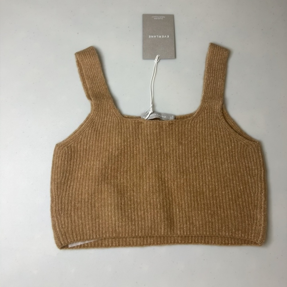 2/$28 Everlane New Ribbed Knit Crop Tank Top – Camel Brown – Size M